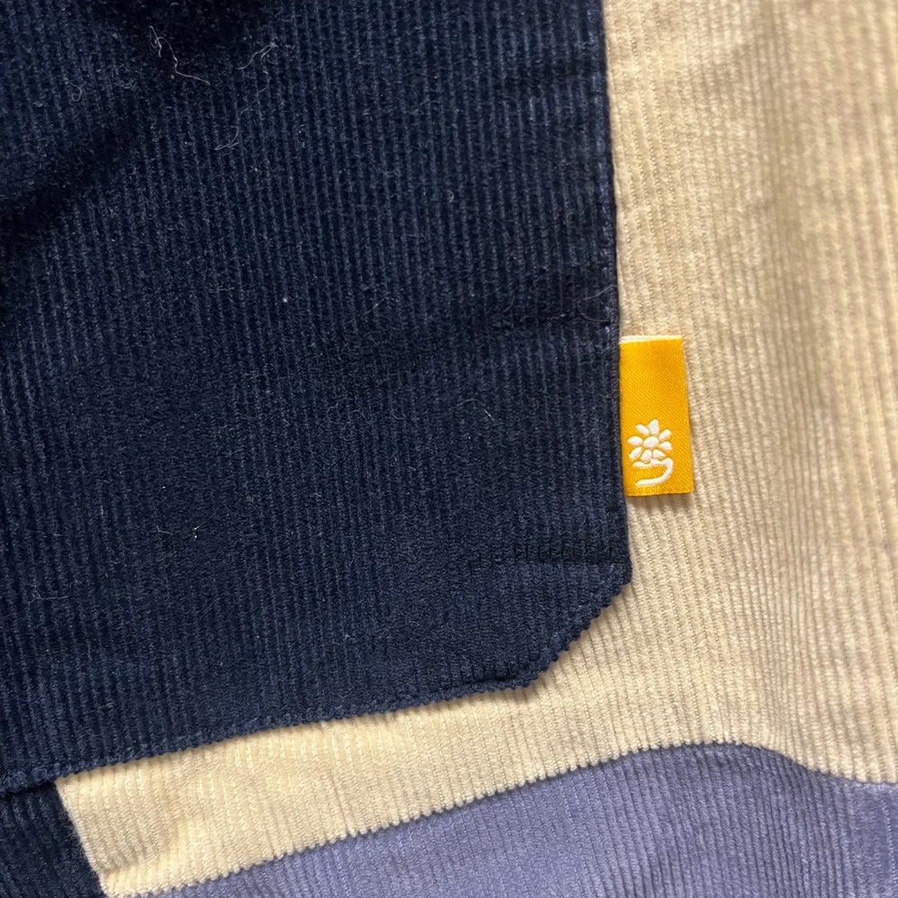 Urban Outfitters Patchwork Corduroy Pants Navy Blue Tan Colorblock Mens Small - Picture 7 of 10